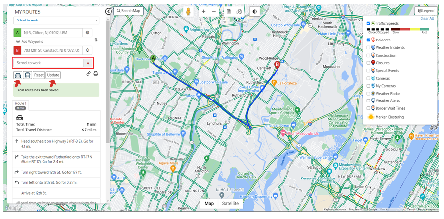 Creating and saving Route